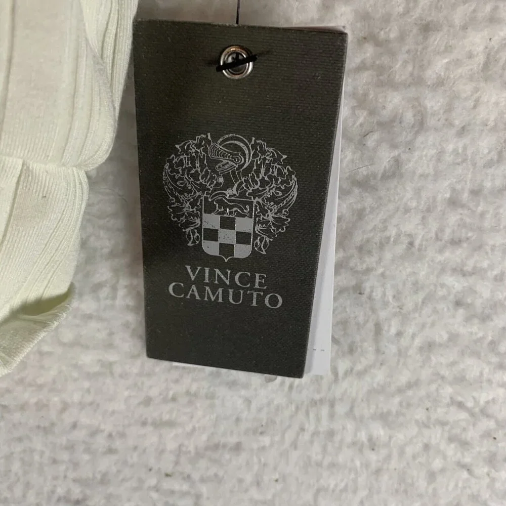 Vince Camuto Bikini Top Women's Small Ivory Nylon Stretch Ribbed‎ Tie-Front 9878